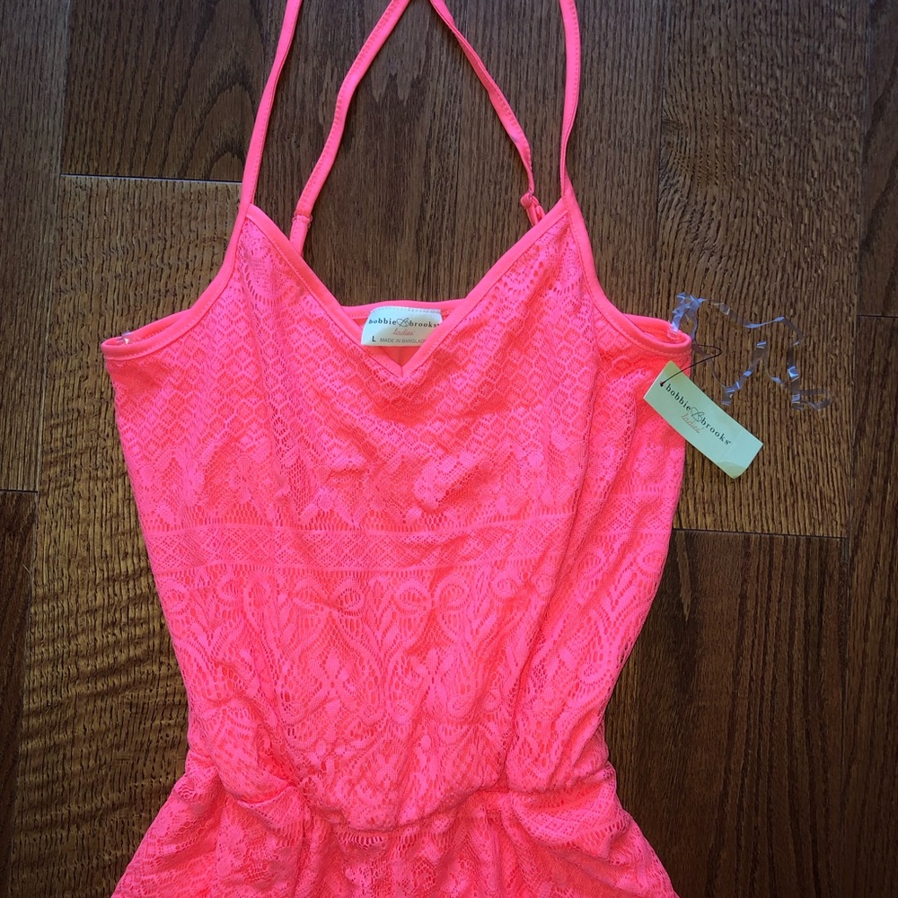 BRAND NEW Lace romper size large sexy Fluorescent
